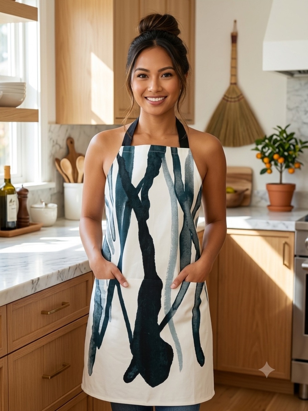 2016 - NEW Retro Glam Navy  Apron – Tiered Ruffle Hem